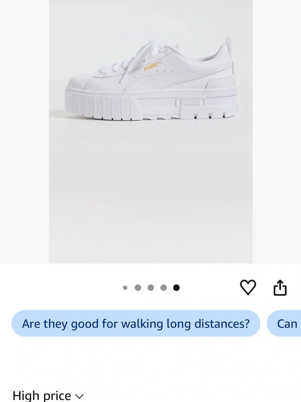 PUMA White Women's Platform Sneakers with Gold Logo
